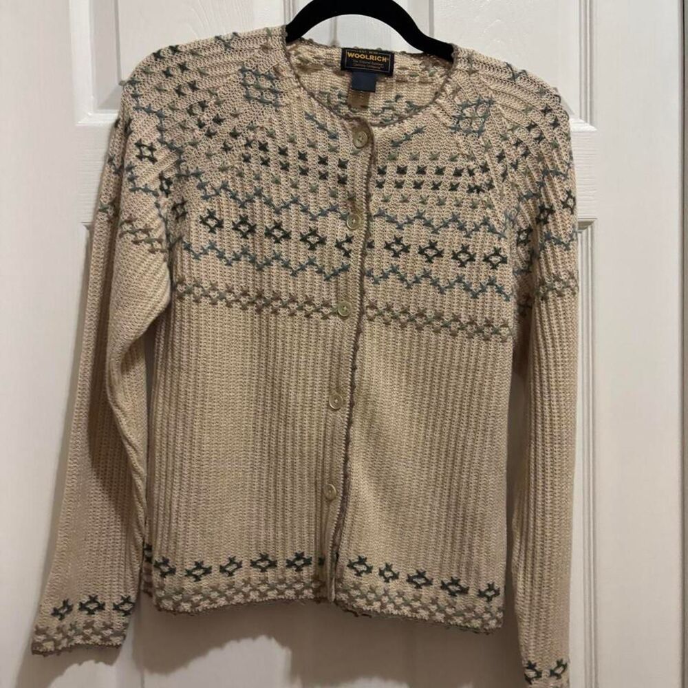 Woolrich Women's Cream and Tan Cardigan